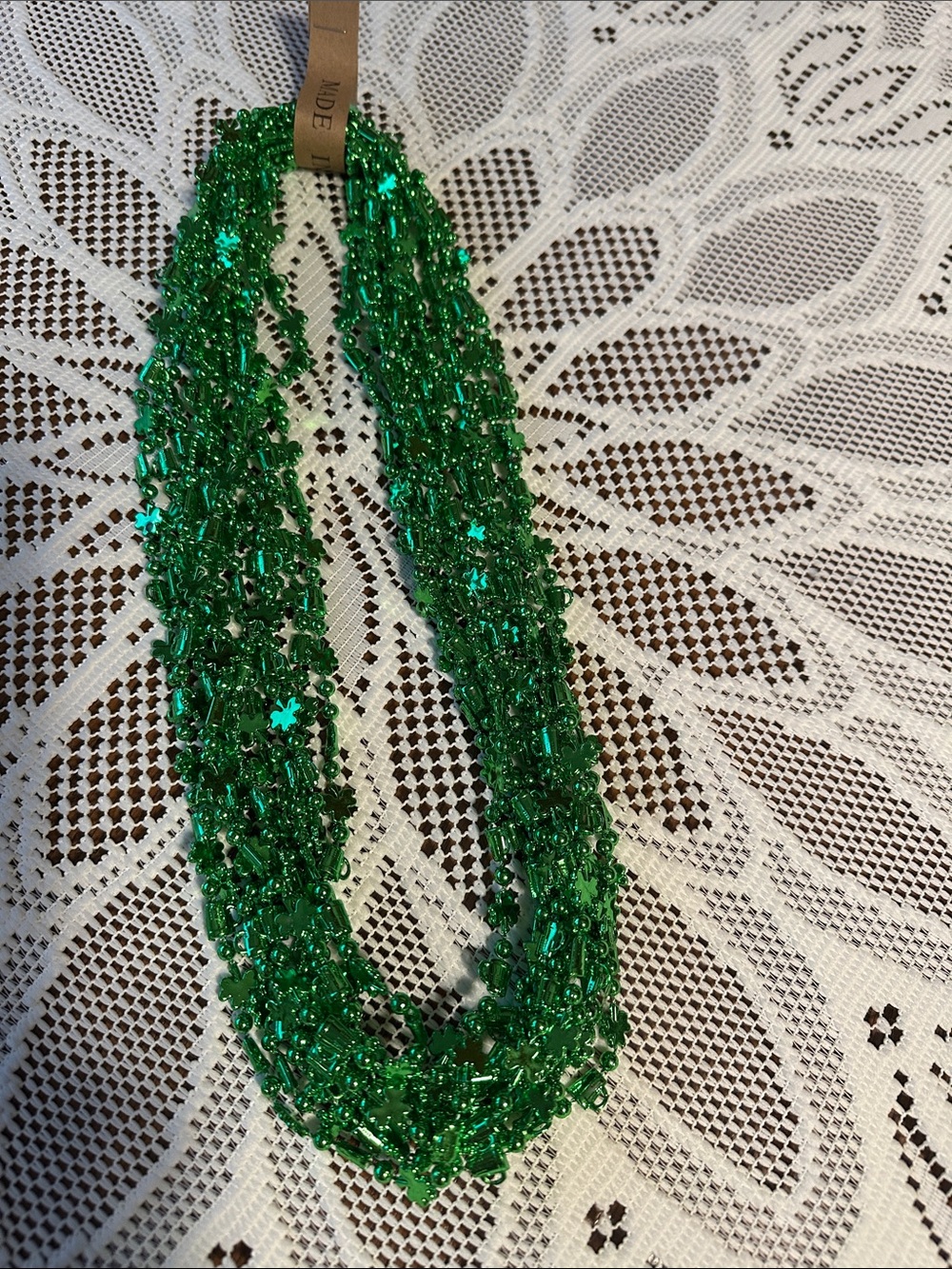 St Patrick's Day or Celtics Necklaces with Shamrocks, Beads & Mugs; 48 necklaces